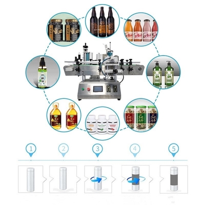 Loại bàn tự động Máy dán nhãn chai tròn tinh dầu nhỏ